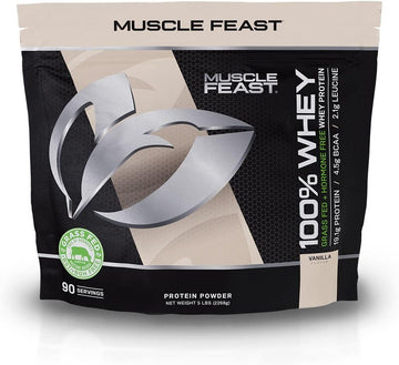 Muscle Feast 100% Grass-Fed Whey Protein, Pastured Raised Hormone Free All Natural, Vanilla, 5Lb