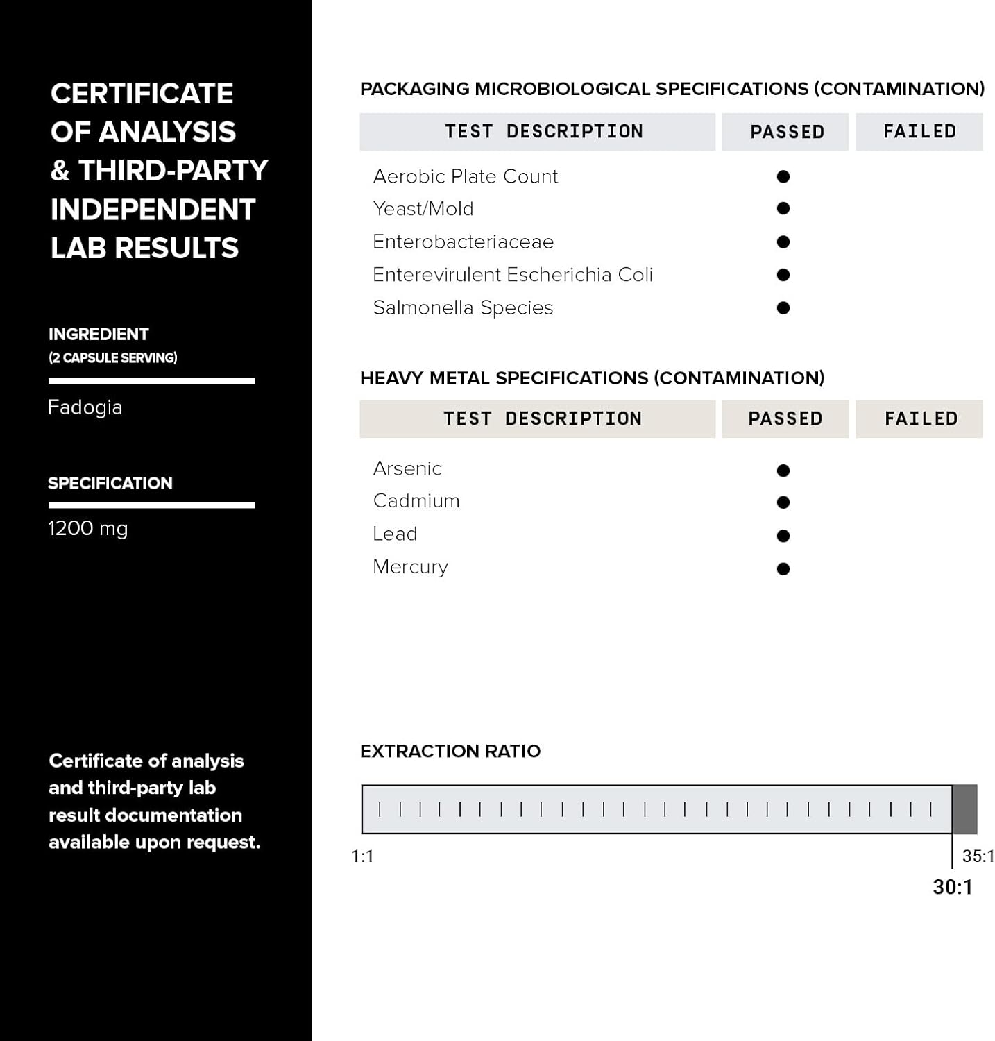 Ultra Concentrated Fadogia Agrestis 36,000mg 30:1 Extract Supplement -1200mg Per Serving Third-Party Tested Concentrated Fadogia Agrestis Extract -Highly Purified and Bioavailable -120 Veggie Capsules : Health & Household