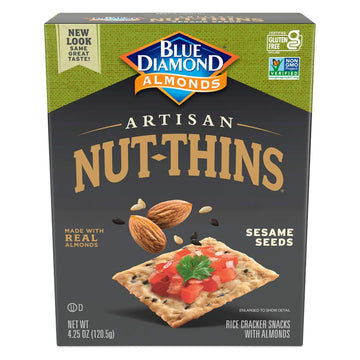 Blue Diamond Almonds Artisan Nut Thins Cracker Crisps, Sesame Seeds, 4.25 Ounce (Pack Of 12)