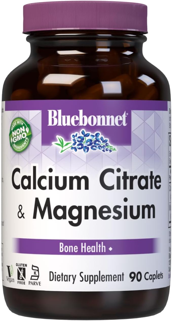 Bluebonnet Calcium Citrate Plus Magnesium Caplets, 90 Count