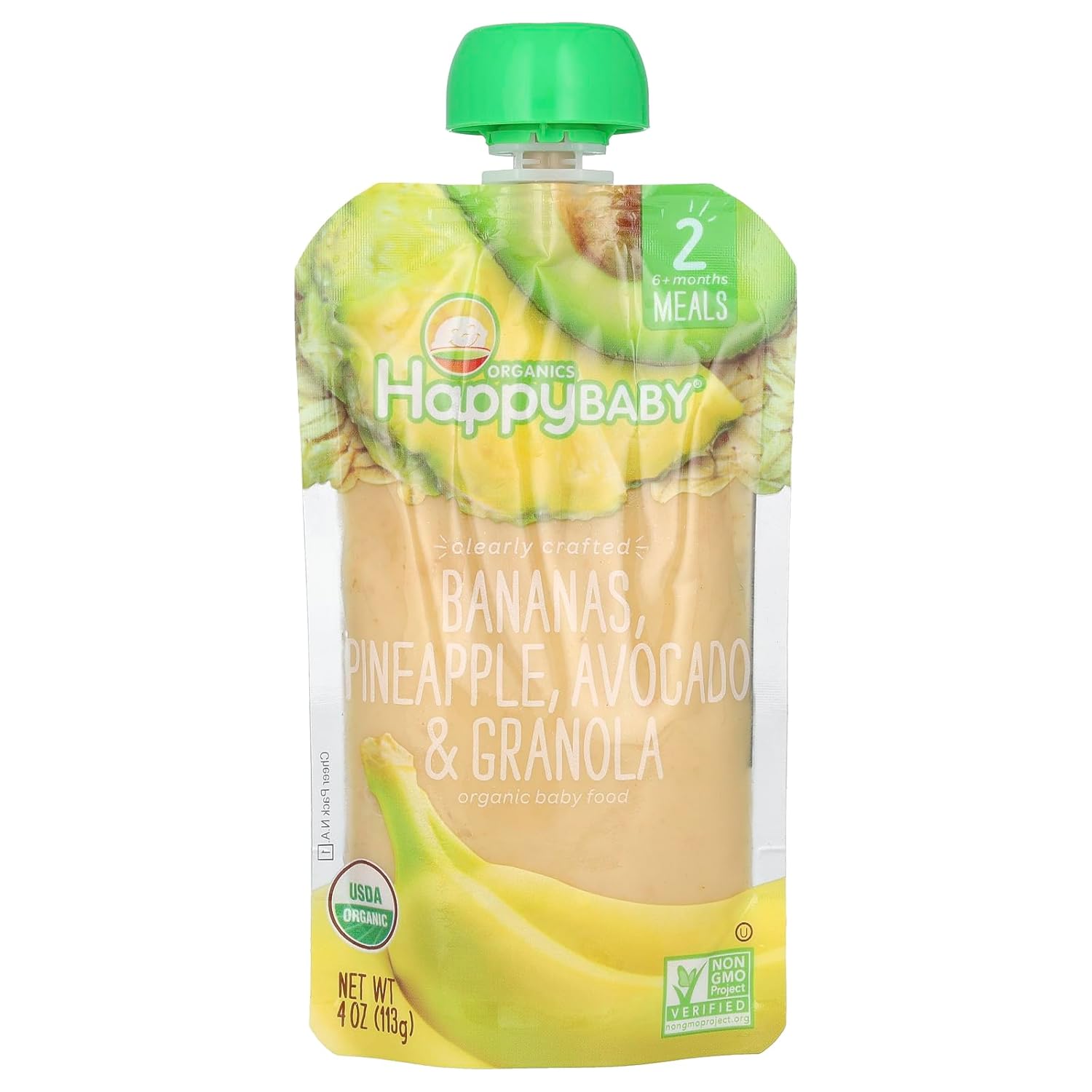 Happy Baby Organic Banana Pineapple Avocado Granola Baby Food, 4 Oz