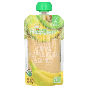 Happy Baby Organic Banana Pineapple Avocado Granola Baby Food, 4 Oz
