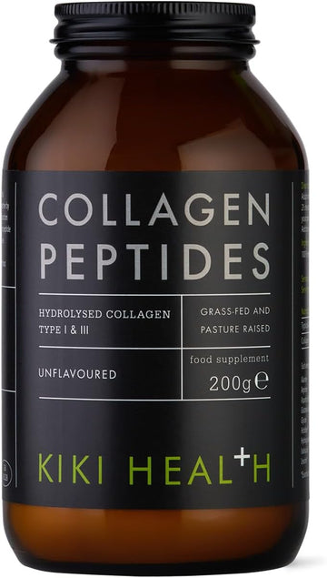 Kiki Health Bovine Collagen Peptides Powder | 100% Hydrolyzed Supplement For Healthy Skin, Nails, Hair, Bones & Joints | Pure Unflavoured Paleo & Keto-Friendly Supplements For Adults - 200G