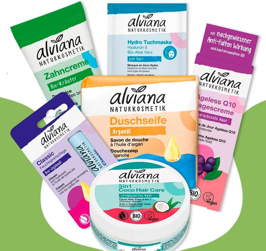 Alviana Beauty Rituals Natural Anti-Ageing Set for Face, Body & Hair, 6 Organic Essentials, Hypoallergenic, Hydration, Save 50%, European Quality