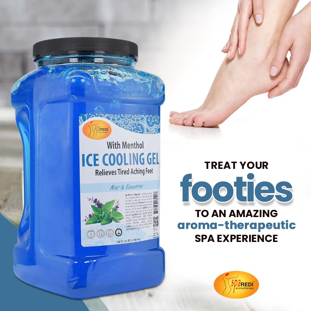 Spa Redi - Massage Cooling Gel For Pedicure, With Menthol, Peppermint Extract - Professional Strength Pedicure Foot And Leg Ice Cooling Gel Massage Therapy (Mint And Eucalyptus, 1 Gallon) : Beauty & Personal Care