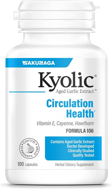 Kyolic Aged Garlic Extract Formula 106, Circulation Health, 100 Capsules (Packaging May Vary)