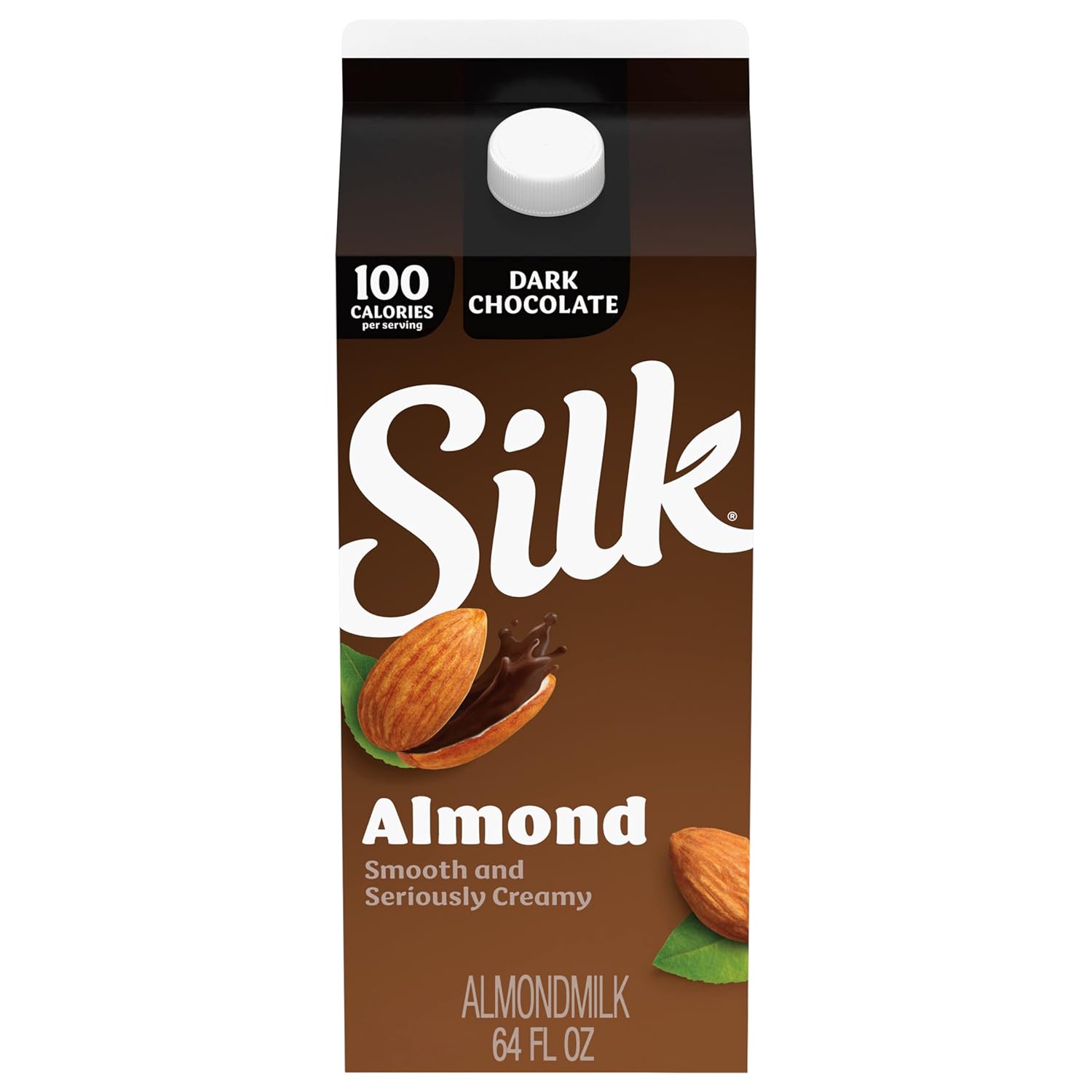 Silk Almond Milk, Dark Chocolate, Dairy Free, Gluten Free, Seriously Creamy Vegan Milk With 25% Less Sugar Than Dairy Chocolate Milk, 64 Fl Oz Half Gallon