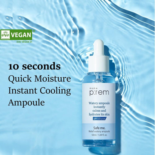 Make P:Rem Safe Me. Relief Watery Ampoule | Facial Ampoule | Lightweight Ampoule For Oily & Dry Skin | Quick Absorbing & Cooling | 50Ml, 1.69 Fl.Oz. | Makep:Rem Makeprem