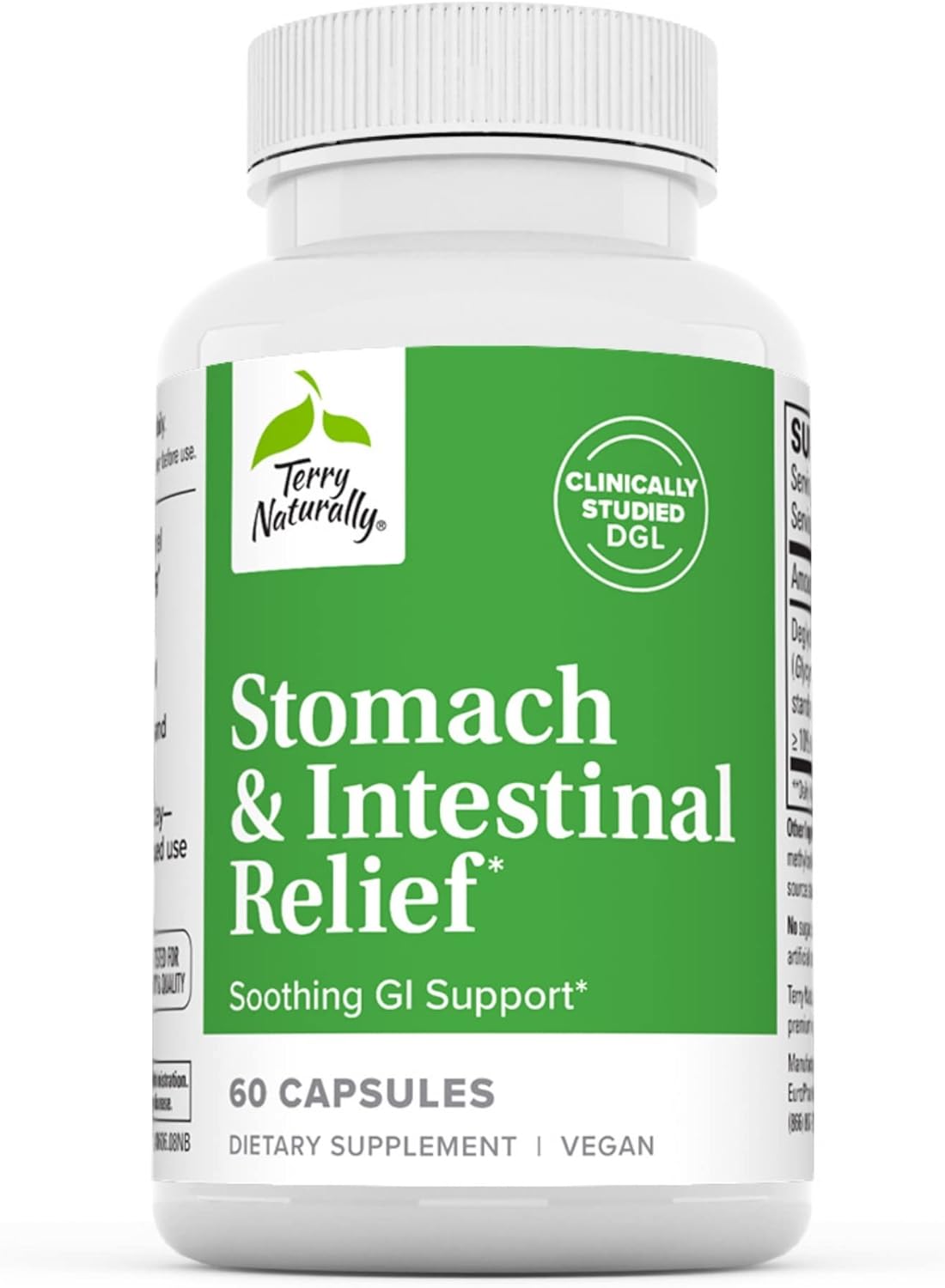 Terry Naturally Stomach & Intestinal Relief - 60 Capsules - Soothing Gi Support - Non-Gmo, Vegan - 60 Servings