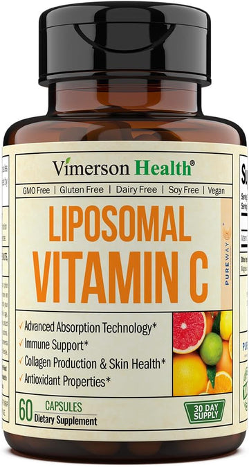Liposomal Vitamin C 1000mg Capsules - Premium Absorption Vitamin C Capsules for Immune Health & Antioxidant Support. High Potency dose of Liposomal VIT C Yet Gentle on Your Tummy. 60 Capsules