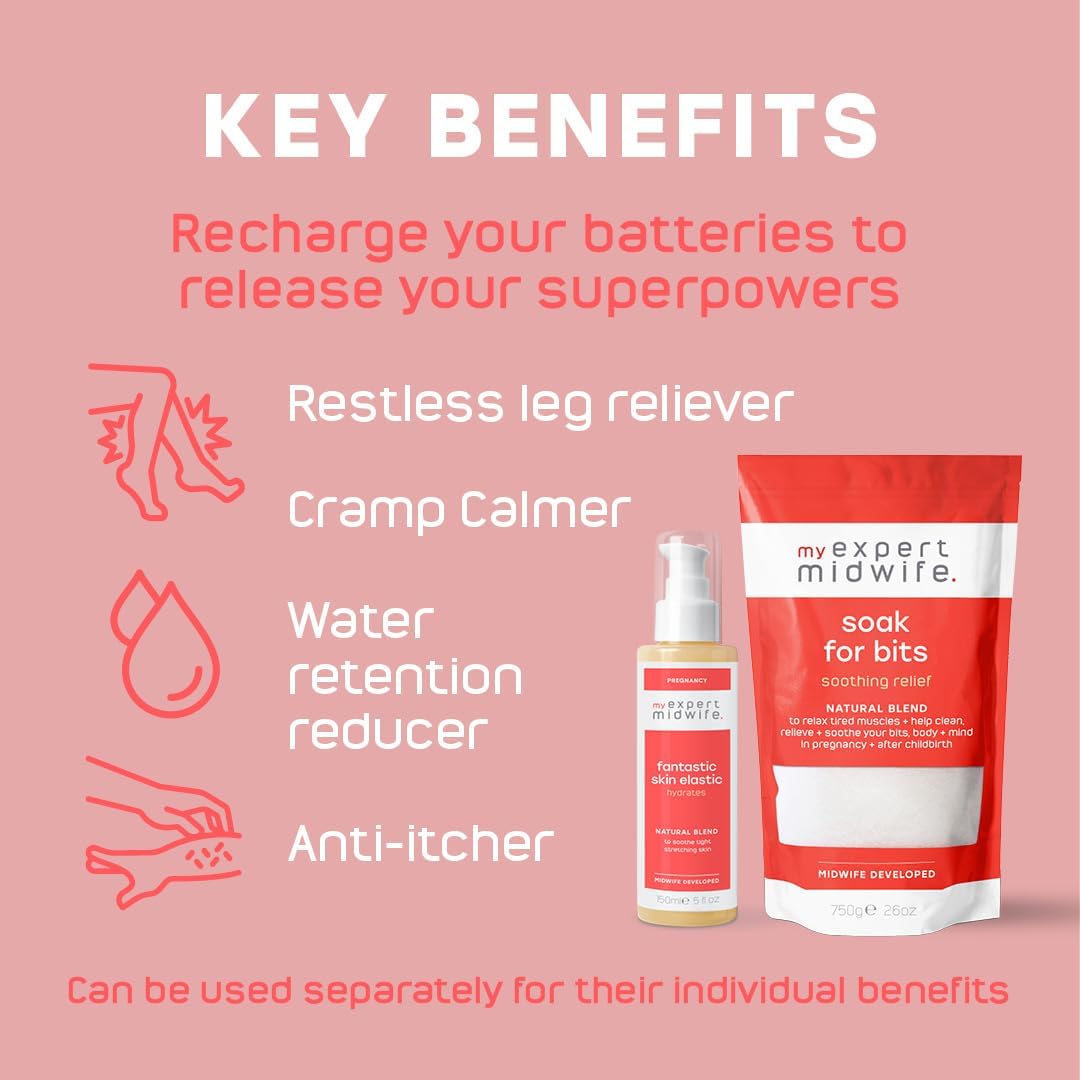 My Expert Midwife Super Scrub Duo-Pregnancy & Postpartum Gentle Body Exfoliator to Relieve & Recharge, Combine Benefits of Soak for Bits Epsom Bath Salts & Fantastic Skin Elastic Body Serum 750g/150ml : Amazon.co.uk: Pet Supplies