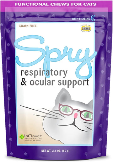 In Clover Spry Daily Respiratory and Ocular Support Soft Chews for Cats, with L-Lysine, Superfoods, and Prebiotics for a Strong Immune System, 2.1 oz. (60 count)