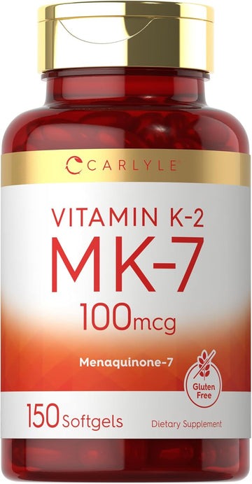 Carlyle Vitamin K2 Mk7 100 Mcg | 150 Softgels | Non-Gmo, Gluten Free Supplement