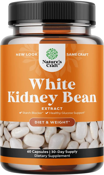 Natural White Kidney Bean Extract - White Kidney Bean Energy Booster AMPK Activator and Antioxidant Capsules - Digestive Health Dietary Fiber Supplement and Workout Supplement for Men and Women