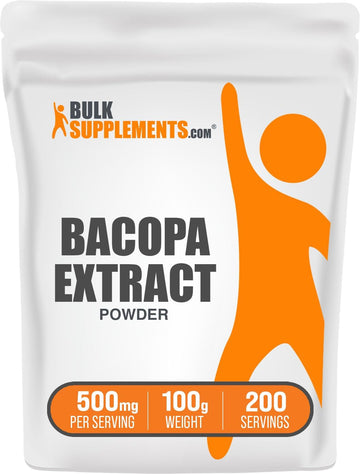 BulkSupplements.com Bacopa Extract Powder - Herbal Supplement, Bacopa Monnieri Extract - Gluten Free, 500mg per Serving, 100g (3.5 oz) (Pack of 1)