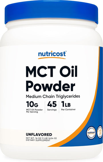 Nutricost Mct Oil Powder 1Lb (16Oz) - Great For Keto, Ketosis And Ketogenic Diets - Zero Net Carbs, Non-Gmo + Gluten Free (Medium Chain Triglyceride)