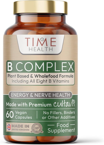 Vitamin B Complex - Whole Food & Plant-Derived - Natural, Non-Synthetic B Vitamins - Highly Bioavailable - Methylated B9 & B12 - Cultavit® - Zero Additives - Uk Made - Pullulan (60 Capsule Bottle)