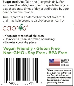Buy Naturecity True-Capros Amla Fruit Extract Supplement Polyphenol Antioxidant Power Supports Cardiovascular Heart Health (60 Veggie Capsules) Non-Gmo Vegan Friendly And Soy Free On  Free Shipping On Qualified Orders