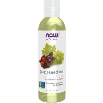 Now Foods Solutions, Grapeseed Oil, Skin Care For Sensitive Skin, Light Silky Moisturizer For All Skin Types, 4-Ounce
