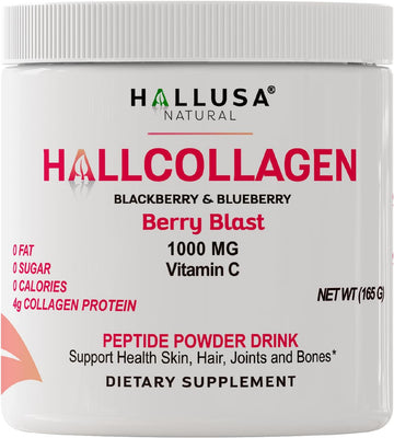 Hydrolyzed Collagen Peptides Powder 1000Mg With Vitamin C | Blackberry & Blueberry Flavor | 5.5G Collagen Per Serving | Healthy Hair, Skin, Nails, Bone & Joint Support