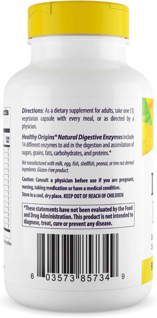 Healthy Origins Digestive Enzymes (Broad Spectrum, Non-Gmo, Gluten Free, Digestive Support), 180 Veggie Caps