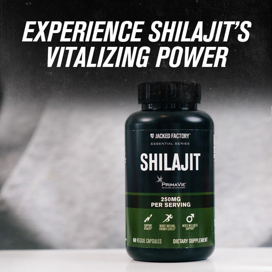 Jacked Factory Essentials Shilajit - Primavie Shilajit For Men To Boost Energy, Support Vitality & Wellness - 60 Veggie Capsules