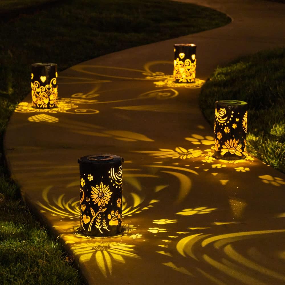 iHeartDogs Pet Memorial Gifts - Artisan Shadow Solar Lantern 'Sunflowers & Paws' - This Pet Loss Gift Feeds 7 Shelter Pets in Honor of Your Departed Pet : Pet Supplies