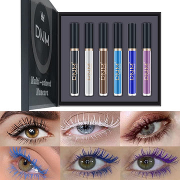 6 Colors Colorful Mascara Set, Rainbow Colorful Waterproof Mascara 3D Fiber Lash Mascara Volume Eye Lash