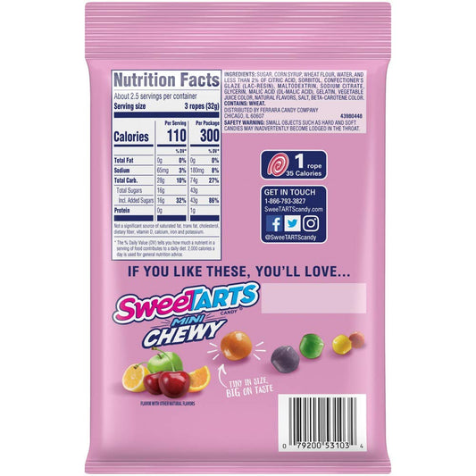 Sweetarts Ropes, Cherry Punch Candy, 3 Ounce Pouch (Pack Of 12)