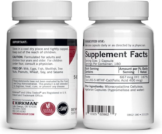 Kirkman - Advanced Adult Multivitamin & Mineral With 5-Mthf - 180 Capsules - Potent Broad Spectrum Vitamin/Mineral Supplement - Supports Cell Turnover - Hypoallergenic