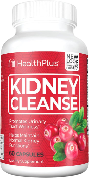 Health Plus Advanced Kidney Cleanse With Cranberry Extract, Turmeric Root And Coq10, Helps Support Healthy Kidney Function & Urinary Tract Wellness, 60 Capsules