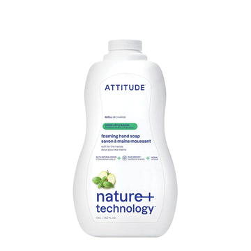 Attitude Foaming Hand Soap, Ewg Verified, Plant And Mineral-Based Ingredients, Vegan And Cruelty-Free Personal Care Products, Green Apple & Basil, Bulk Refill, 35.2 Fl Oz