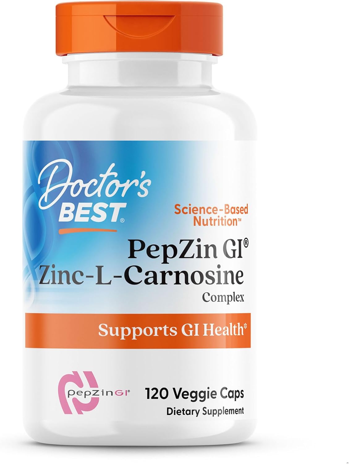 Doctor'S Best Pepzin Gi, Zinc-L-Carnosine Complex, Non-Gmo, Vegan, Gluten Free, Soy Free, Digestive Support, 120 Veggie Caps