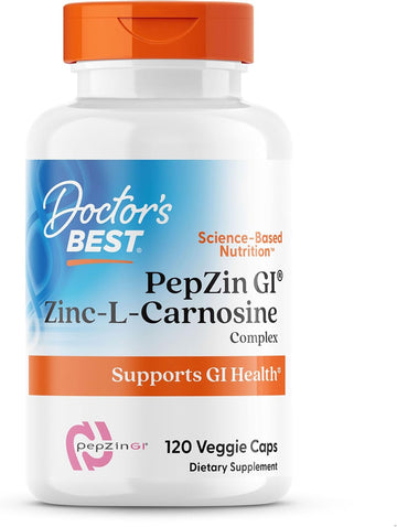 Doctor'S Best Pepzin Gi, Zinc-L-Carnosine Complex, Non-Gmo, Vegan, Gluten Free, Soy Free, Digestive Support, 120 Veggie Caps