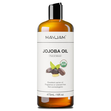 Jojoba Carrier Oil For Skin Pure Massage Oils 16 Fl.Oz.Cold Pressed Unrefined Natural Jojoba Oil For Hair,Face Body,Ear Stretch,Nails,Deeply Moisturizing For Essential Oils Mixing