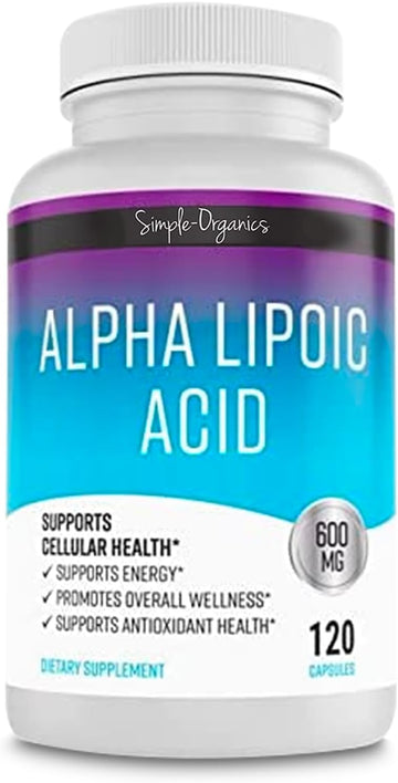 Alpha Lipoic Acid Supplement, Antioxidant And Energy Support, Non-Gmo Pills For Overall Wellness, No Gluten And Soy, 600Mg Per Serving, 120 Vegan Capsules