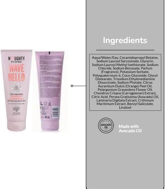 Mm Noughty Wave Hello Shampoo & Conditioner Set 250Ml | Curl Defining For Curly & Wavy Hair | 97% Natural, Vegan, Sulphate-Free, Paraben-Free Haircare Bundle For Frizz Control & Hydration