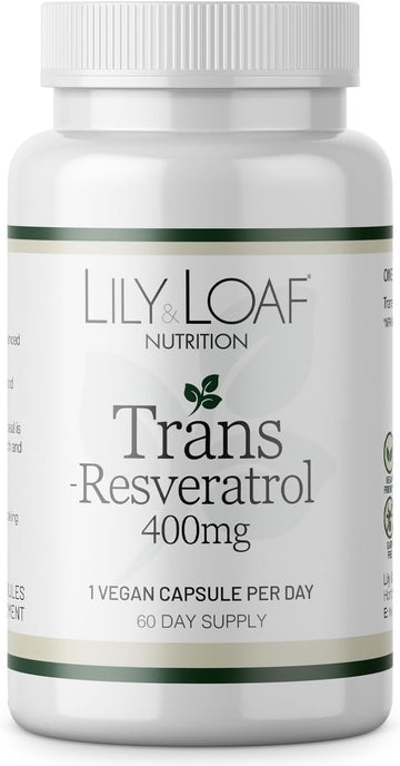 Lily & Loaf Trans-Resveratrol 400Mg – High Strength Antioxidant Supplement For Heart Health, Healthy Ageing & Cellular Protection – 30 Vegan Capsules – 1 Month Supply