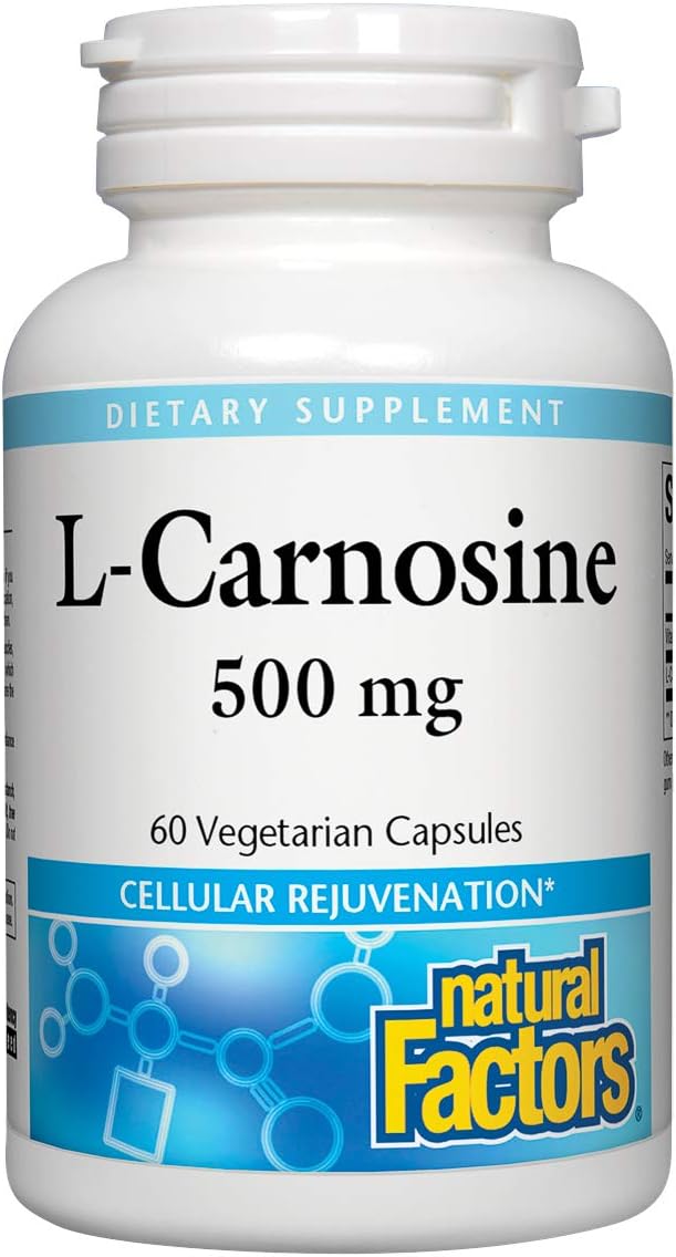 Natural Factors, L-Carnosine 500 Mg, Supports Healthy Aging, Muscle And Brain Function, Dietary Supplement, 60 Capsules (60 Servings)