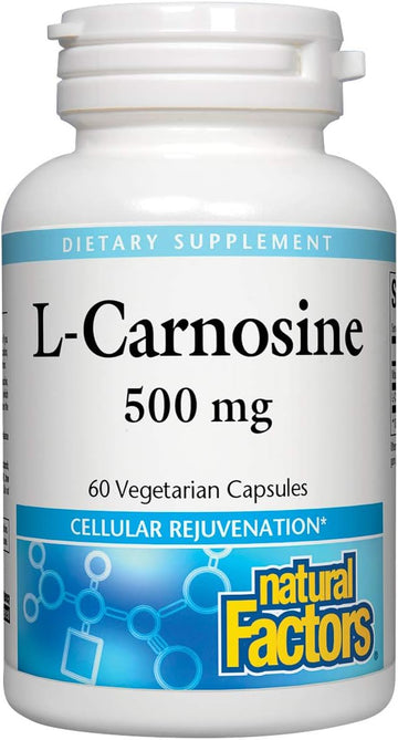 Natural Factors, L-Carnosine 500 Mg, Supports Healthy Aging, Muscle And Brain Function, Dietary Supplement, 60 Capsules (60 Servings)