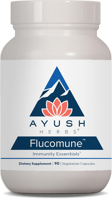 Ayush Herbs Flucomune - Immune Support Supplement, Sinus Support For Women & Men, Herbal Lung & Respiratory Balance For Adults - 90 Vegetarian Capsules (1 Count)