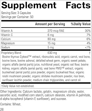 Standard Process Congaplex - Thymus Gland Support Supplement - Support Immune Health With Calcium Lactate, Magnesium, Vitamin C & Vitamin A - Immune System Aid With Mushroom Powder - 150 Capsules