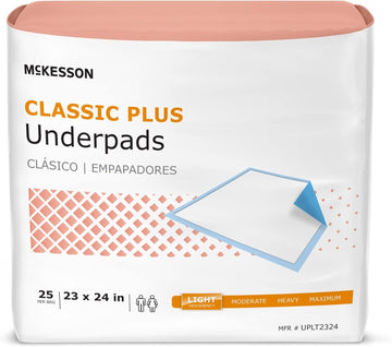 Mckesson Classic Underpads, Incontinence Bed Pads, Light Absorbency, 23 In X 24 In, 200 Count