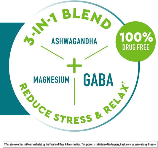 Nature Made Wellblends Calm Mind & Body, Magnesium Citrate, Ashwagandha 125Mg & Gaba 100Mg Blend For Stress Relief, 38 Gummy Vitamins