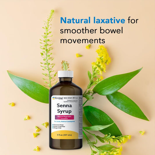 Rising Health Natural Vegetable Laxative - Senna Sennosides Syrup 8.8Mg/5Ml - Constipation Relief - Chocolate Flavor - Compared To Senokot® Syrup