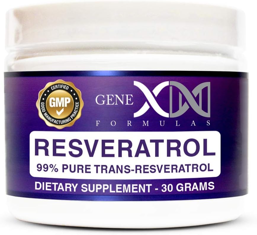 Genex Trans Resveratrol 1000Mg Serving 99% Pure Micronized Pharmaceutical Grade Trans-Resveratrol Powder 30 Servings Or 30Grams 1Gram Per Day 30-Day Supply Made In A Gmp & Nsf Certified Facility
