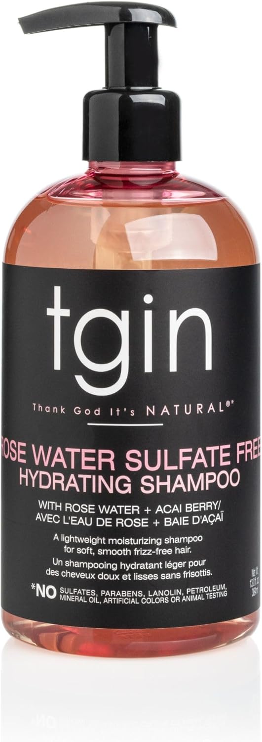 Tgin Rose Water Sulfate-Free Hydrating Shampoo For Curls - Waves - Protective Styles - Low Porosity Hair - Fine Hair