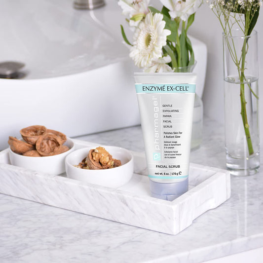 Pharmagel Enzyme Ex-Cell - Gentle Papaya Face Exfoliator Scrub For All Skin Types - 6 Ounces
