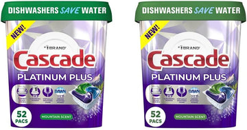 Cascade Platinum Plus ActionPacs Dishwasher Detergent Pods, Mountain, 52 Count (Pack of 2)