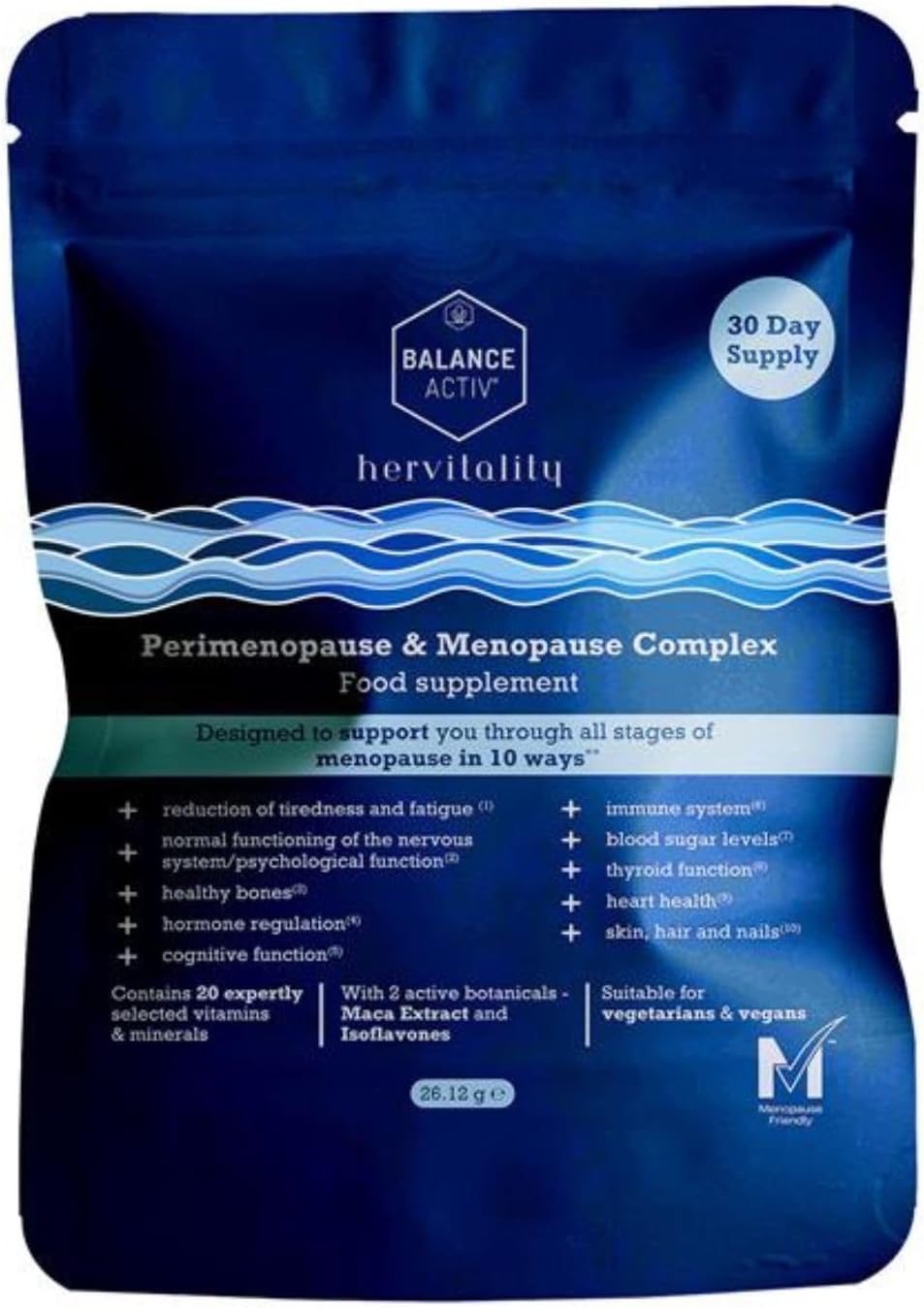 Balance Activ Hervitality, Perimenopause & Menopause Complex, Hormone Balancing, Maintain Wellbeing With Essential Vitamins, Minerals And Botanicals, Vegan, 30 Capsules, 1 Pack